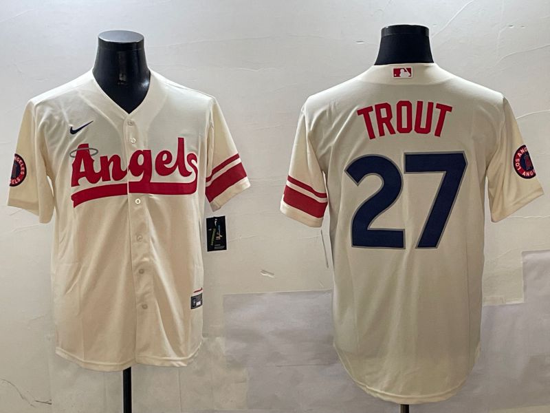 Men Los Angeles Angels #27 Trout Cream City Edition 2025 Nike MLB Jersey style 1->los angeles angels->MLB Jersey